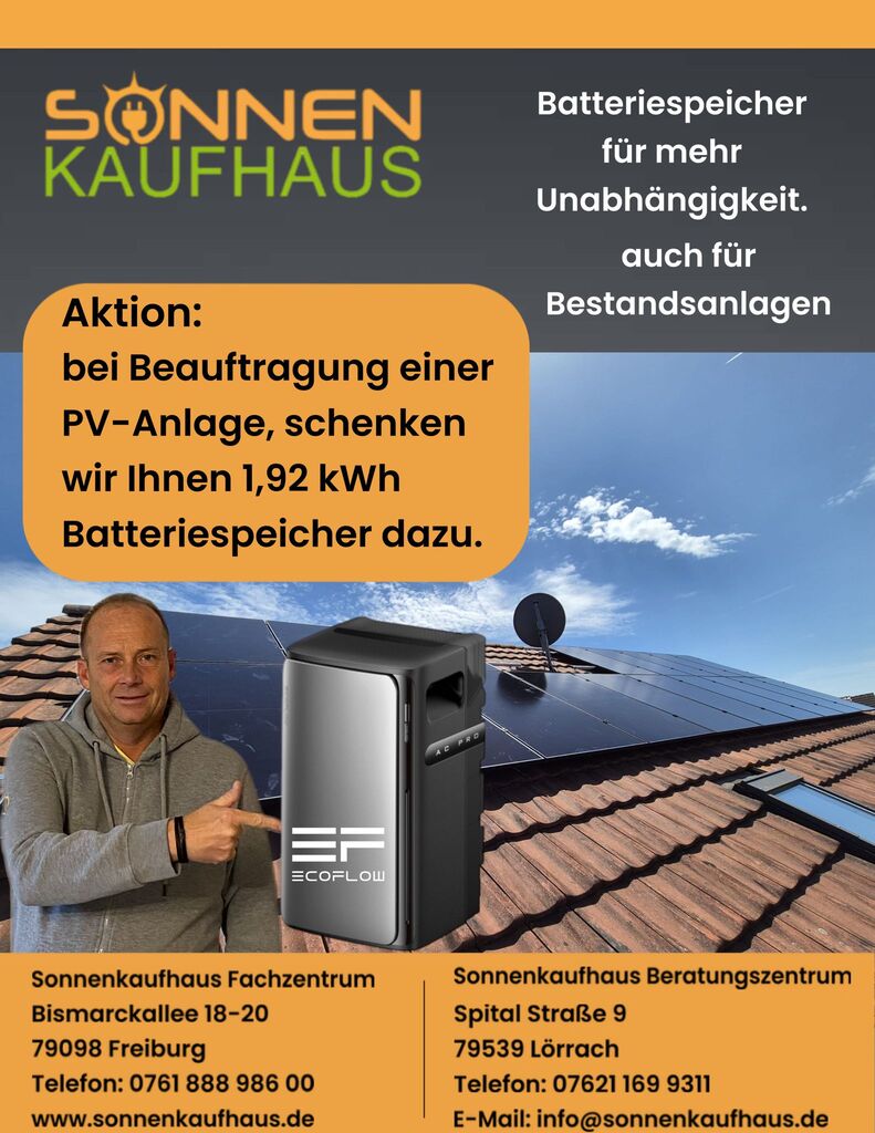 Photovoltaik Aktion im Herbst Bei Beauftragung einer Geplanten Photovoltaik Dachanlage erhalten Sie einen kostenlosen 1,92 kWh Batteriespeicher dazu